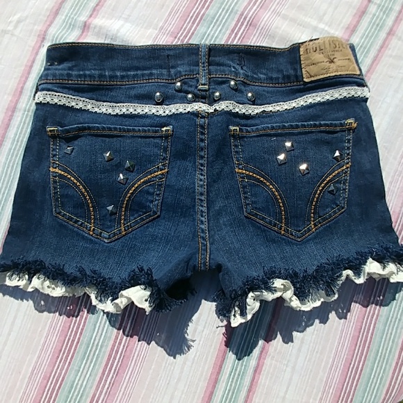 Cute & Sexy, Lacy, Studded Jean Shorty Shorts - Picture 3 of 8